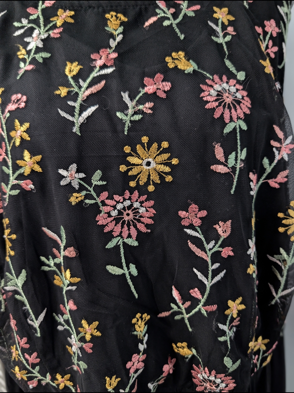 Lane Bryant Floral Embroidered Mesh Tiered Maxi Dress - Size 22 - Picture 4 of 8